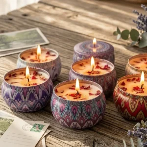 Jar Scented Candle Fragrance Natural Soy Wax Tin Container 2.5oz Home Decor Gift Set Prayer Candle