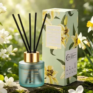 Jasmine Fragrance Oil Reed Diffuser Set 50ml Eco-Friendly Lead-Free Flameless