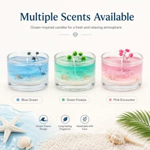 Jeju Island Handmade Modern Aromatherapy Pillar Candle Natural Soy Wax Ocean Scent Valentine’s Day Birthdays Holiday Home Decor