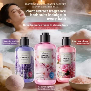 KORMESIC 250ml Brighten Skin Whitening Long Lasting Scent Body Wash Rose Lavender Cherry Blossom Fragrance Shower Gel