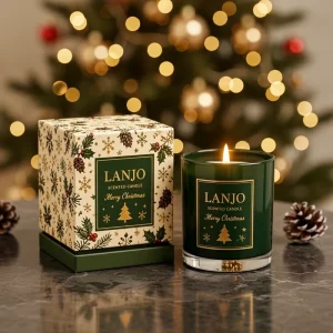 LANJO Custom Box Scented Candle Eco Friendly Aromatherapy Luxury Gift Box Natural Plant Oil Strong Scent Soy Wax Christmas Home