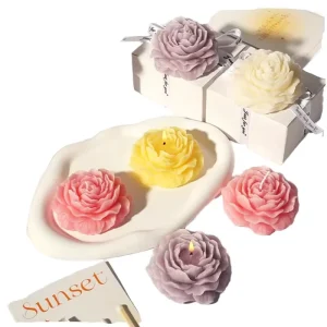 LE130 Peony Flower Shaped Soy Wax Scented Candles for Home Decoration