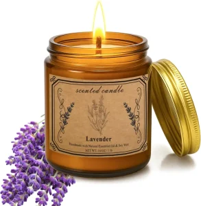 Large 16oz Soy Wax Lavender Scented Candle 100 Hour Burn Time Aromatherapy Gift for Christmas Birthday Meditation