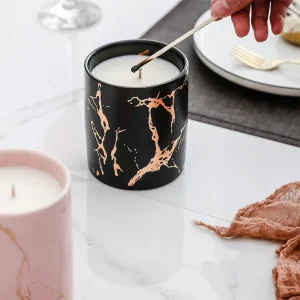 Large Multi functional Nordic INS Luxury Gold Vein Marble Ceramic Scented Candle Home Fragrance Decor Ornament