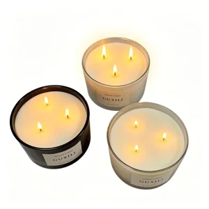 Large Size 3 Wick Scented Candle Natural Soy Wax Glass Jar Aromatherapy Long Burning Home Decor Custom Logo & Scent