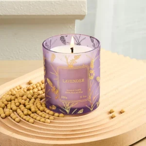 Lavender Scented Soy Wax Aromatherapy Candle for Bathtub Relaxation and Sleep, Non-Toxic Glass Jar