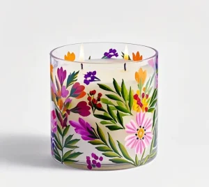 Lavender Vanilla Jasmine Flower Glass Jar Hand Painted Container Scented Candle Aromatherapy Home Decoration Fragrance Gift