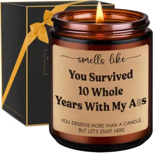 Lavender Vanilla Scented Aromatherapy Soy Wax Candle Handmade Non-Toxic for 10th/10 Year Wedding Anniversary Diwali Holiday