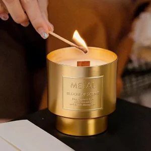 Light Luxury Metal Cup Hand poured Half handmade Aromatherapy Candle Large Capacity Soybean Wax Birthday Home Fragrance
