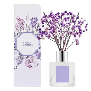 Long Lasting Reed Diffuser Set 100ml Clear Glass Bottle Dried Flowers Natural Indoor Home Fragrance Aromatherapy Essential