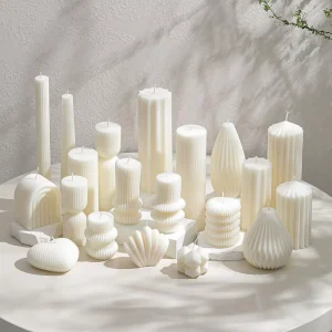 Low MOQ OEM Candle Manufacturer Custom Scent Custom Scented Candles Geometric Ribbed Pillar Soy Candles Scented