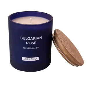 Low Price Luxury 8oz 10oz 12oz Glass Jar Rose Scent Soy Wax Scented Candles with Wooden Lid