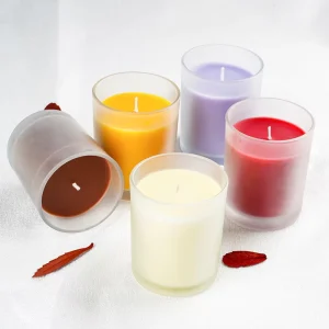 Luxurious 5oz Frosted Glass Jar Candle Wooden Lid Customizable Color Soy Wax Scented Home Decor Diwali Holiday Ramadan