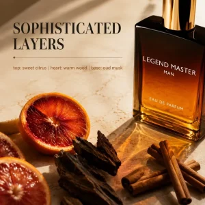 Luxurious Minimalist Matte Black Glass Vial Polished Gold Screw Cap Straight Woody Fresh Citrus Scent Long Lasting Men’s Perfume