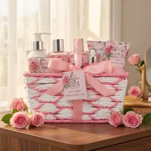 Luxurious Rose Scent Bath Gift Set for Mothers’Day Moisturizing Skin Care and Bathing