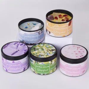 Luxury Aroma Candle Crystal Dried Flower Embellishment 8 oz Scented Candle Tinplate Tin Packaging Essentials Scented Parties