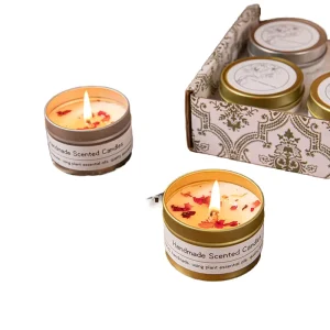 Luxury Aromatherapy Scented Non Toxic Soy Wax Candles Small Metal Cans Modern Vegan Holiday Meditation Valentine’s Day Diwali