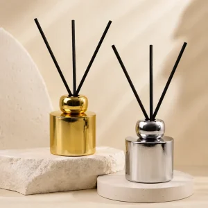 Luxury Custom Electroplate Spraying Colored Golden Silver Custom Color Aromatherapy Home Aroma Diffuser Reed Diffuser