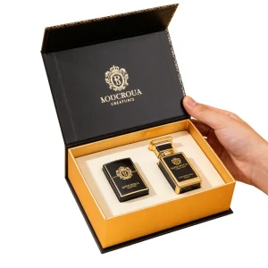 Luxury Custom Gold Stamping Rigid Paper Box for Perfume Gift Set Magnetic Cosmetic Packaging Box for Fragrance and Skincare