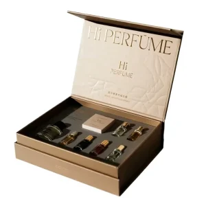 Luxury Custom Logo Magnetic Rigid Paper Box for Perfume Gift Set Waterproof UV Printing Cosmetic Packaging with Embossed Pattern