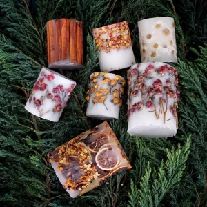 Luxury Custom Logo Soy Wax Aromatherapy Candles Handmade Pillar Stick Pattern Luxury Gemstone Dried Flower Crystals New