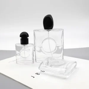Luxury Custom Mini Glass Bottles 15ml 30ml 50ml 80ml Square Design with Perfume Spray Pump Skin Care Serum Oil Hot Stamping