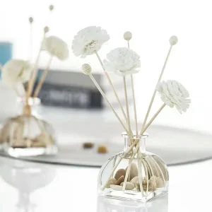 Luxury Custom Reed Diffuser With Stick Wood Flower Base Liquid Air Aroma Home Fragrance 50ml Reed Diffuser With Lid