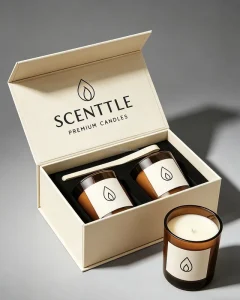 Luxury Custom Scented Candle Gift Box Matt Lamination Sponge Lining Rigid Magnetic Book Shape Premium Packaging Full Color