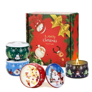 Luxury Custom Wedding Favors Gift Private Label Scent Christmas Soy Wax Candle Tin Set