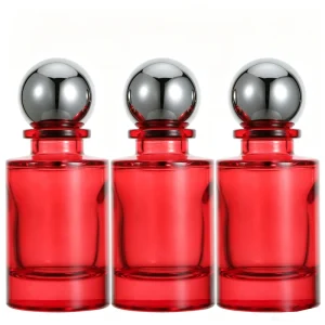 Luxury Custom designed 30ml 50ml 100ml Perfume Bottles with Cylindrical Silver Caps Refillable Glass Perfume Bottles with Box