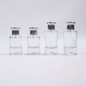 Luxury Customizable 30ml 50ml Clear Cylinder Thick Bottomed Glass Perfume Bottle with Pump Sprayer Screen Printing Matte Finish
