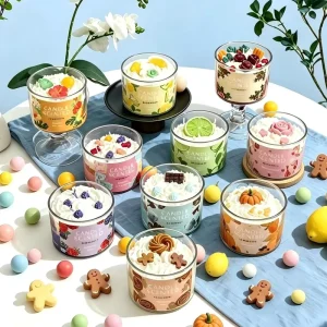 Luxury Dessert Scented Candles Handmade Soy Wax Glass Jar Candles For Gift Home Decor