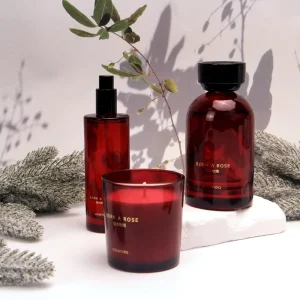 Luxury Eco Friendly Holiday Christmas Home Fragrance Gift Set Amber Glass Scented Candle Soy Wax Reed Diffuser Private Label