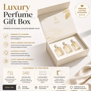 Luxury Eco Friendly Magnetic Rigid Gift Box with Recycled Materials for Perfume Set Packaging