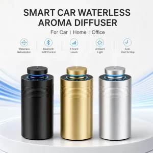 Luxury Electric Portable Metal Car Aroma Diffuser Smart App Controlled Waterless Essential Oil for Car Home Office
