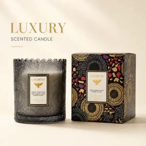 Luxury Embossed Glass Scented Candle Soy Wax Aromatherapy Candle Gift Candle Home Decor OEM Private Label