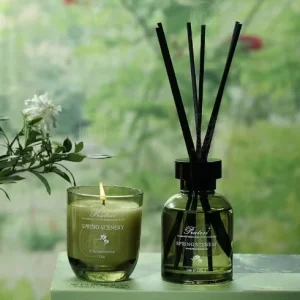 Luxury Environmental Friendly Long lasting Hotel Home Fragrances Scented Candle Reed Diffuser Set