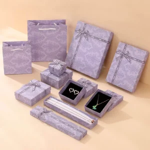 Luxury Fashion Custom Logo Purple Cardboard Drawer Jewelry Box Set for Perfume Jewellery Gift Packaging