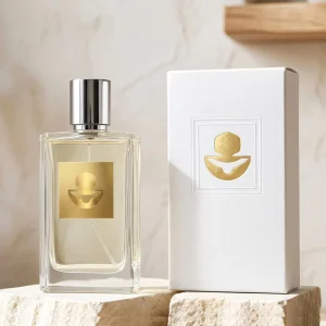 Luxury Flat Perfume Bottles with Metal cap 50ml 100ml Crimp Spray Empty Glass Perfume Bottle with Fold Box Emboss UV LOOG