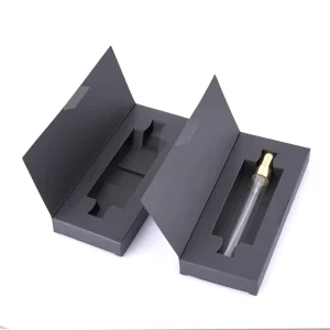 Luxury Flip Perfume Paper Box Custom Rigid Cardboard Packaging Box with Paper Die cut Insert for Perfume Sample Tester