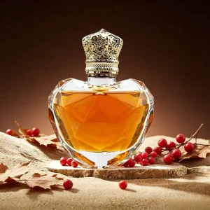 Luxury Fragrance Bottle for Perfume Essential Oil Packaging With Embossed Metal Crown Cap Heart Clear Glass Perfume Bottle