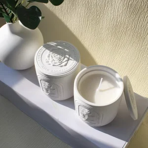 Luxury Gift Ceramic Scented Candles Custom Design of Gypsum Jar Soy Wax Scented Candles with Lid