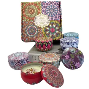 Luxury Gift Set Metal Aroma Tin Jar Soy Wax Aromatherapy Scented Candles 4 Set