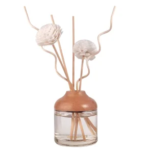 Luxury Glass Reed Diffuser Set Wood Lid Sola Flower Home Fragrance Scented Oil Aroma Diffuser for Hotel Spa
