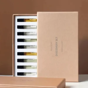Luxury Gold Foil Magnetic Spot UV Embossing Rigid Gift Box Custom Size Matte Finish for Perfume Discovery Set