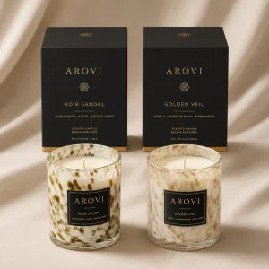 Luxury Hand Blown Speckled Glass Candle Custom Logo 8oz Soy Wax Scented Candle with Custom Gift Box Private Label