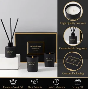 Luxury Handmade Modern Aromatherapy Soy Wax Essential Oil Long lasting Fragrance Glass Jar Gift Box for Valentine’s Day