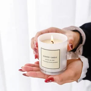 Luxury Handmade Ribbon Gift Box Vegan White Glass Jars Scented Soy Wax Candle
