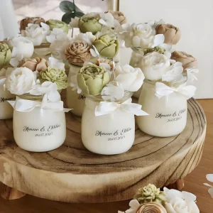 Luxury Handmade Soy Wax Aromatherapy Candle with 3D Flower Design Ceramic Jar for Wedding Holiday & Diwali Gift Sets Home Decor
