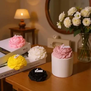 Luxury Handmade Soy Wax Modern Flower Shaped Candles Natural Floral Scent for Wedding Home Decoration Environment Friendly
